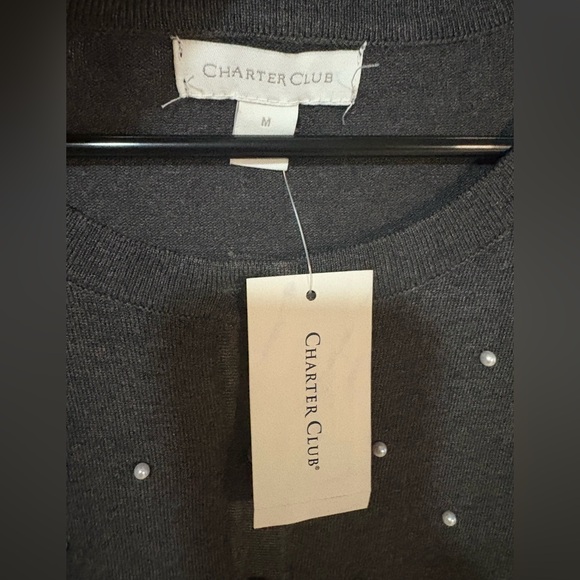 Charter Club Embellished Puff-Sleeve Sweater Black Size Medium - Picture 4 of 4